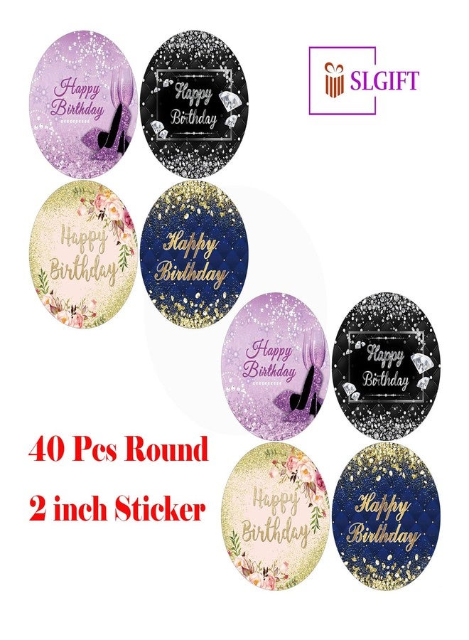SLGIFT Vinyl Happy Birthday Theme Sticker, Self-Adhesive Vinyl Stickers, 40 Pieces, 2 x 2 Inches Round Sticker, 4 Unique Designs, R104 - Image 4